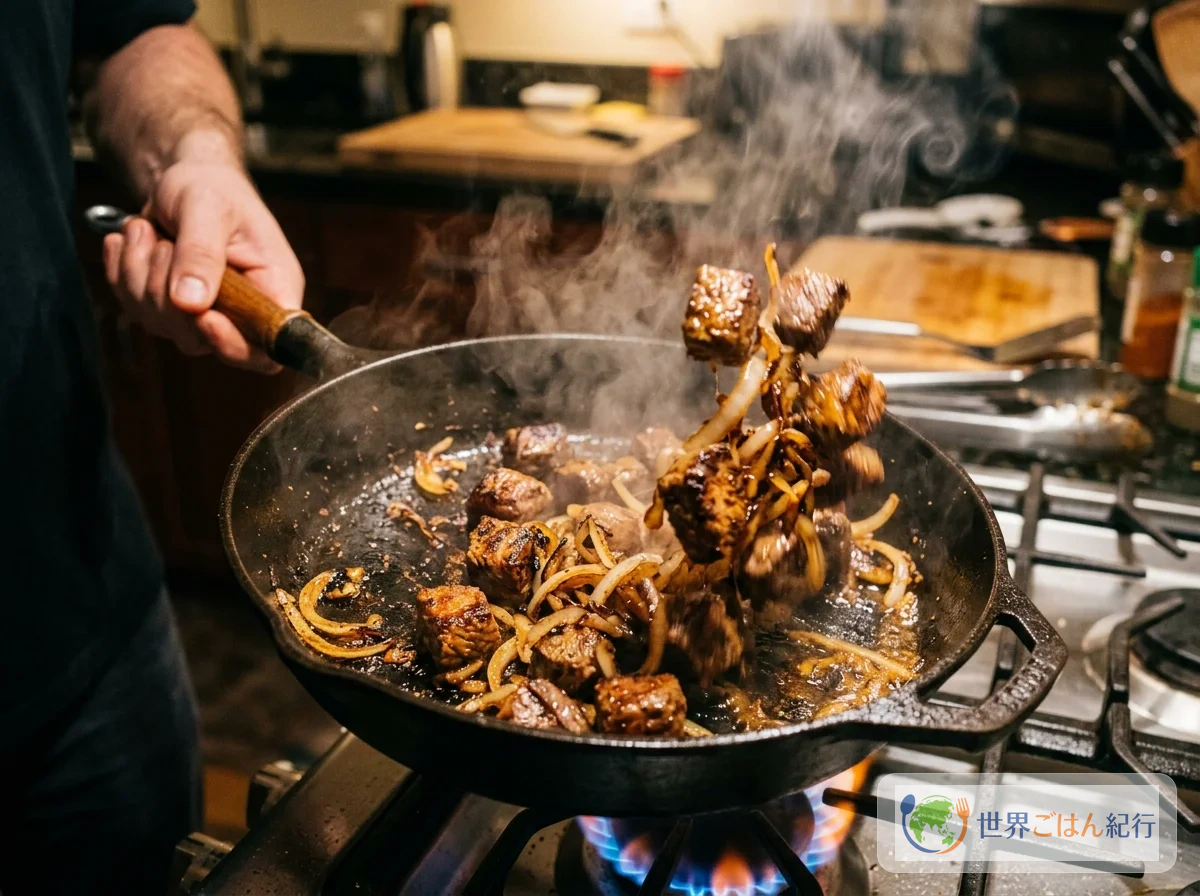 手順2: 肉を強火で焼き付ける