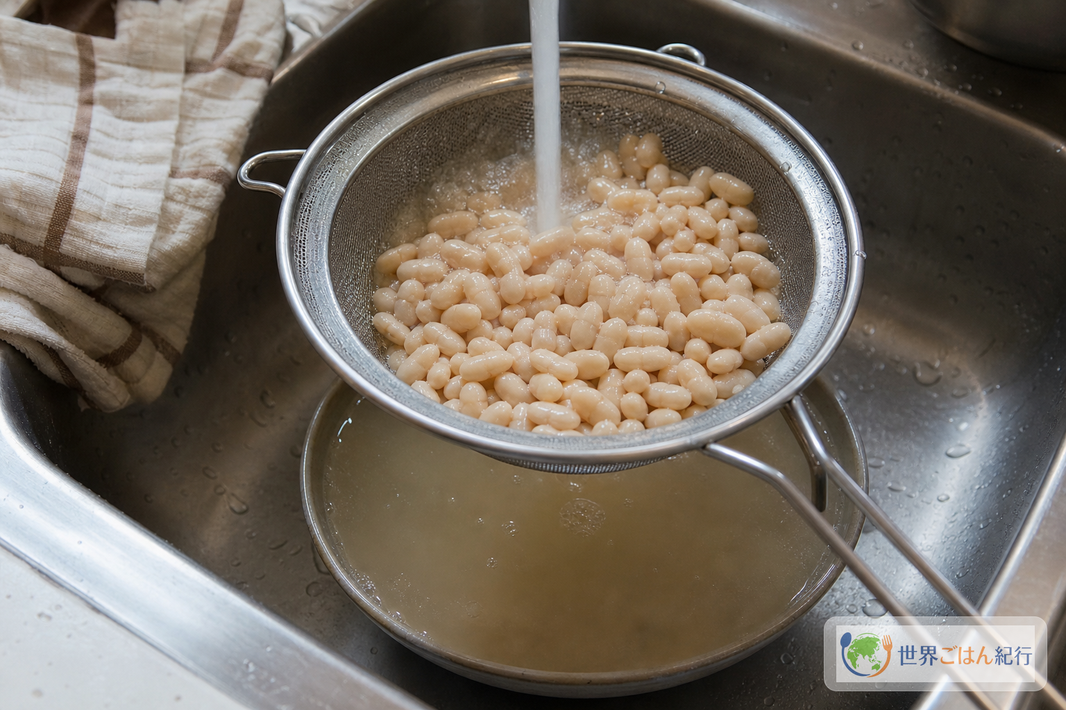 手順1: 豆を洗って水気を整える