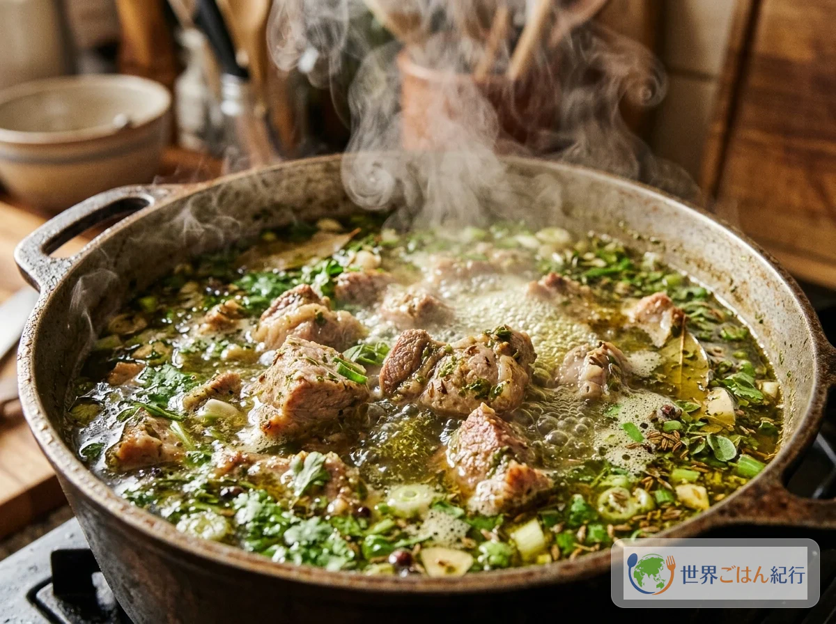 手順3: 豚肉を煮る（45分）