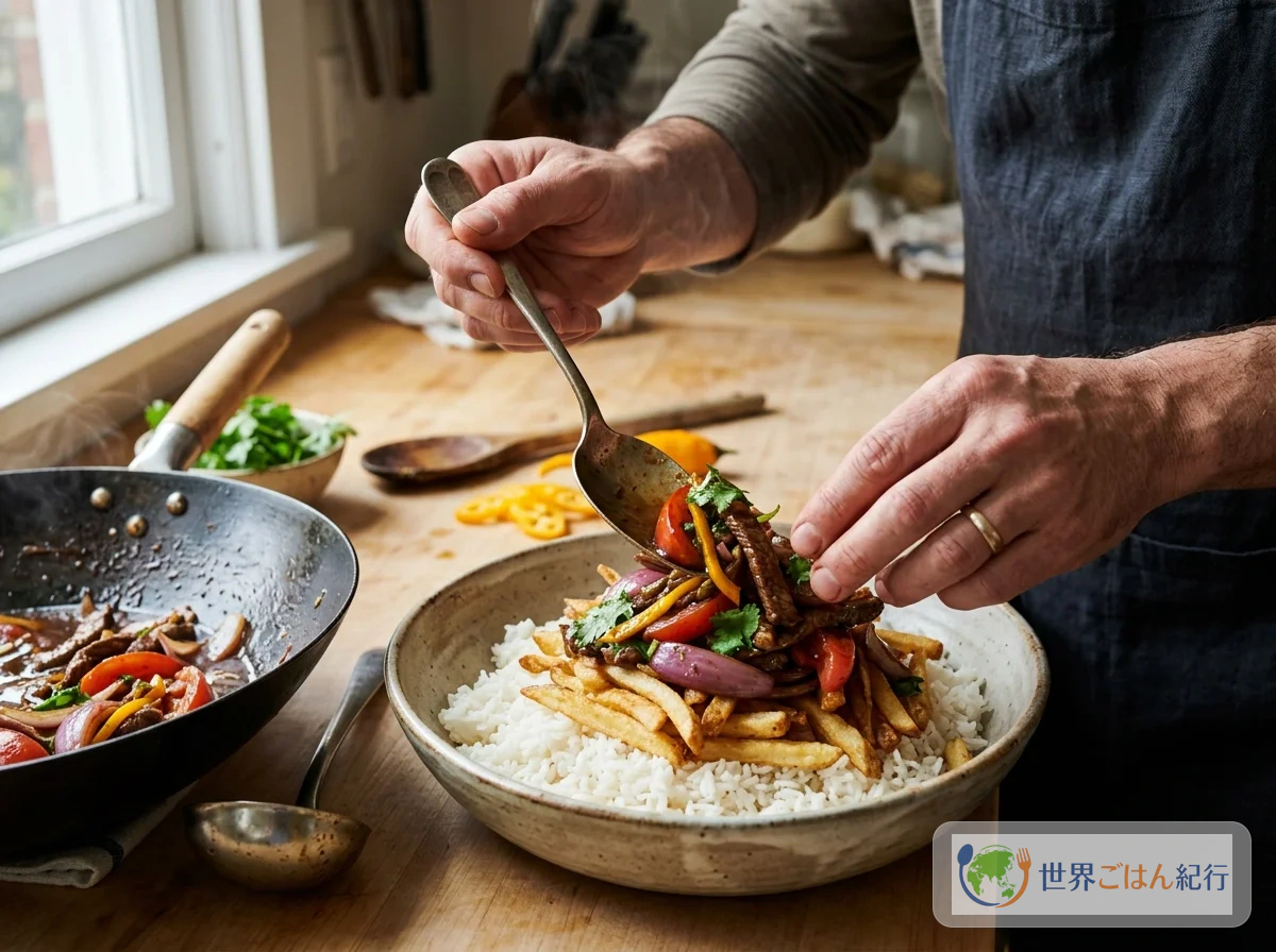 手順4: トマトと牛肉を合わせる