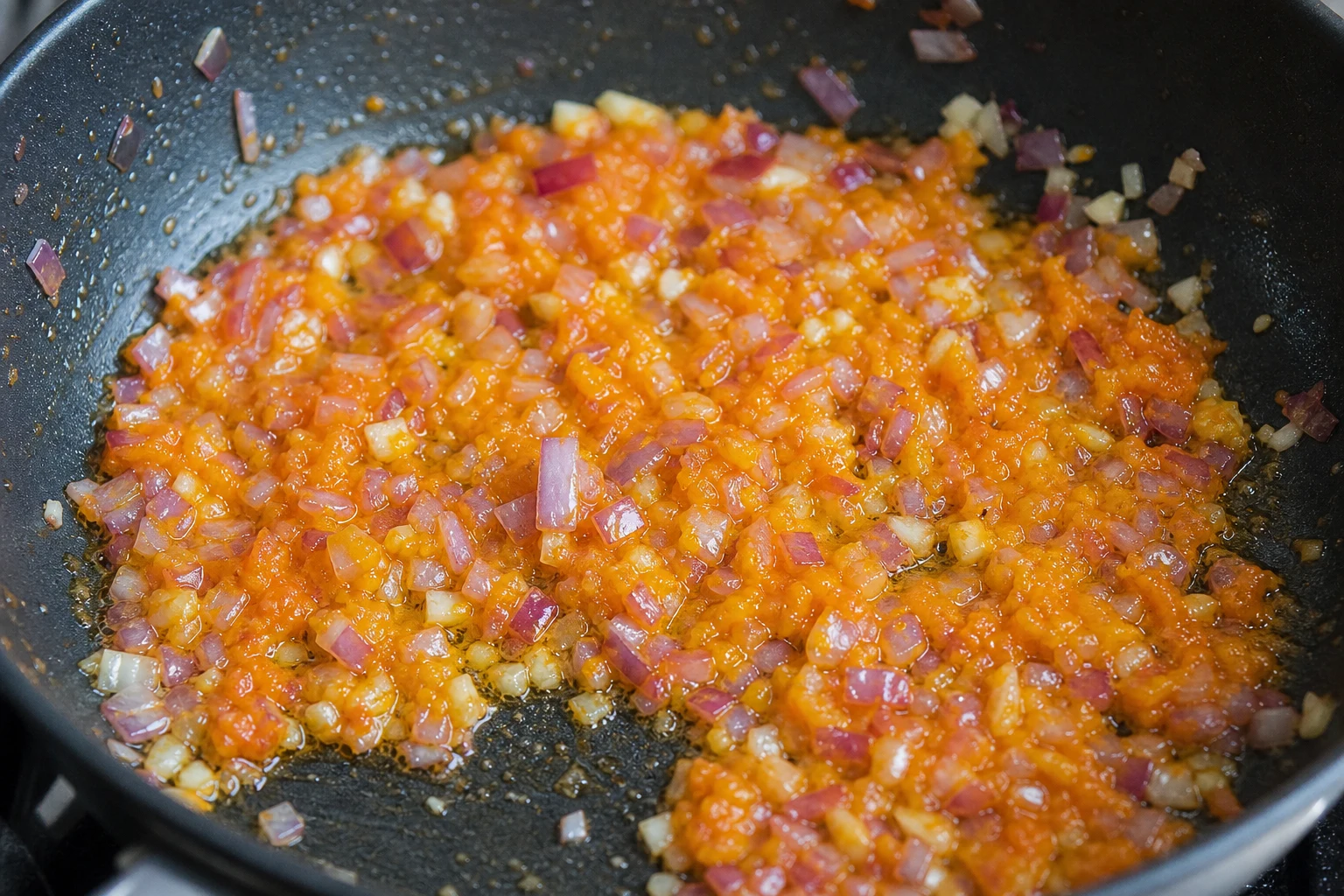 手順2: 玉ねぎとアヒの香味ベースを作る