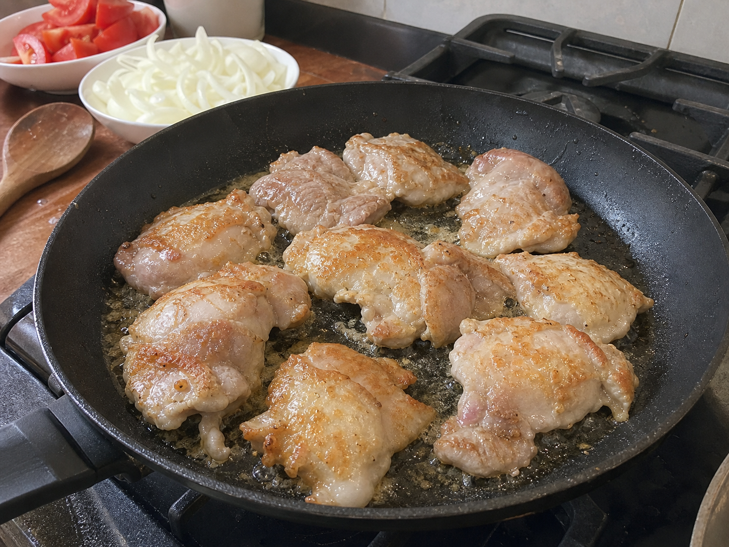 手順2: 鶏肉に焼き色をつける