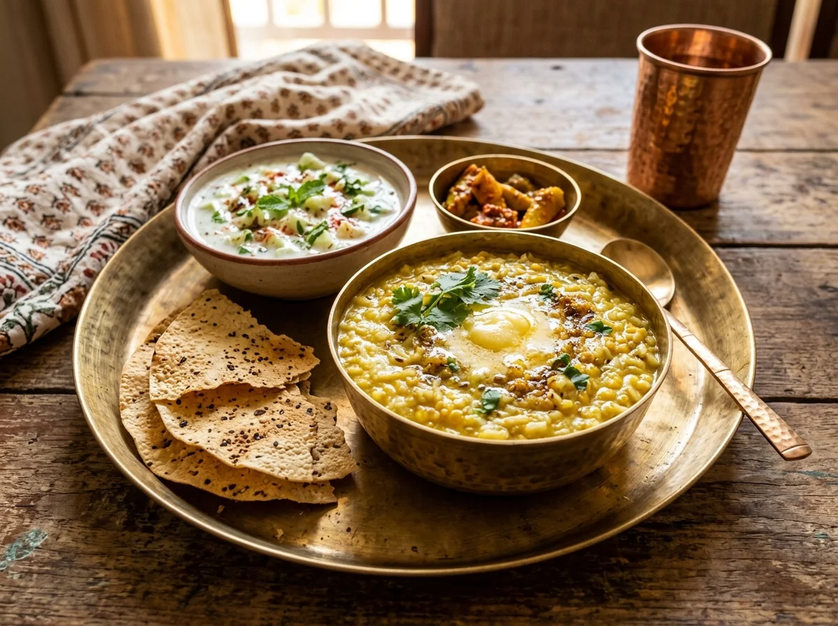 インド料理のスパイスと主食の食卓