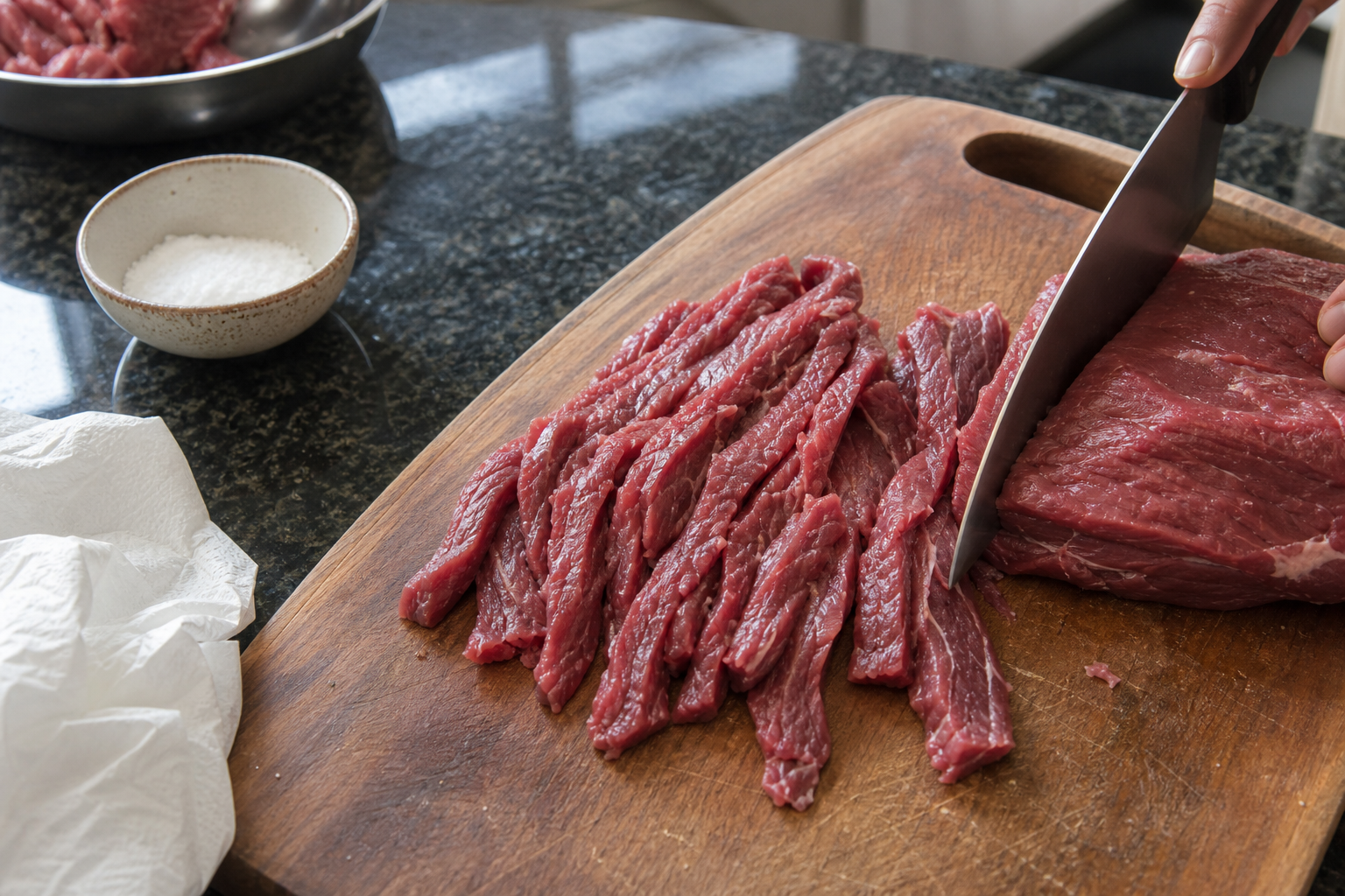 手順1: 肉を薄く切る