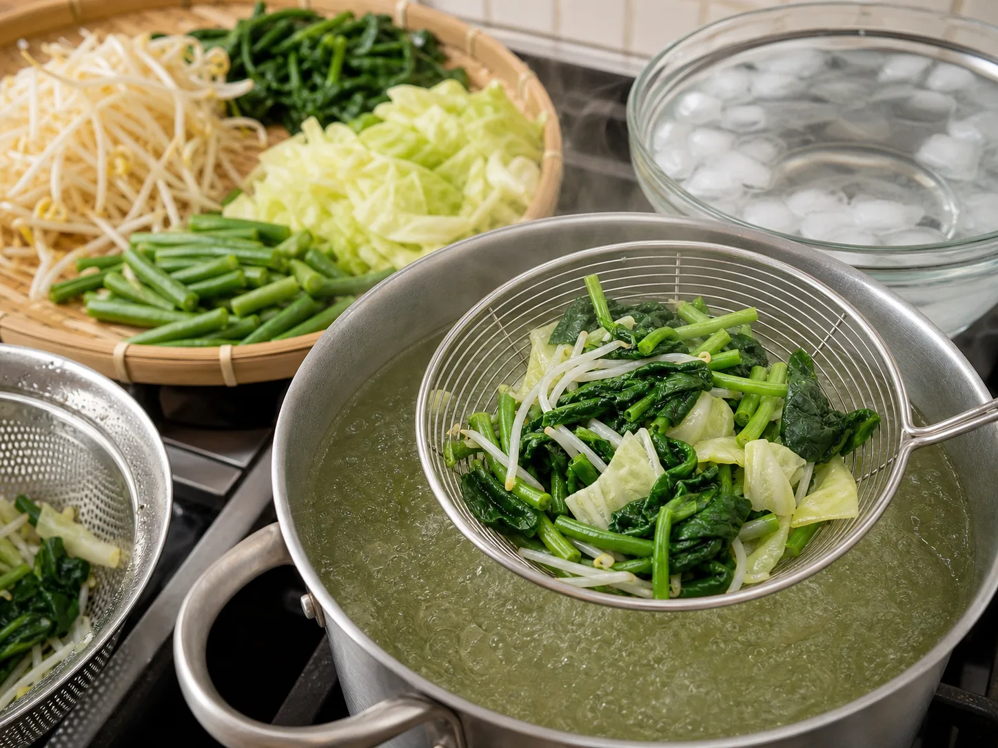 手順2: 野菜を種類ごとにゆでる