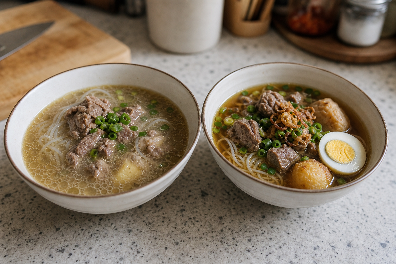 濁った牛肉スープと、澄んだ仕上がりのソップ・サウダラを比べた失敗原因