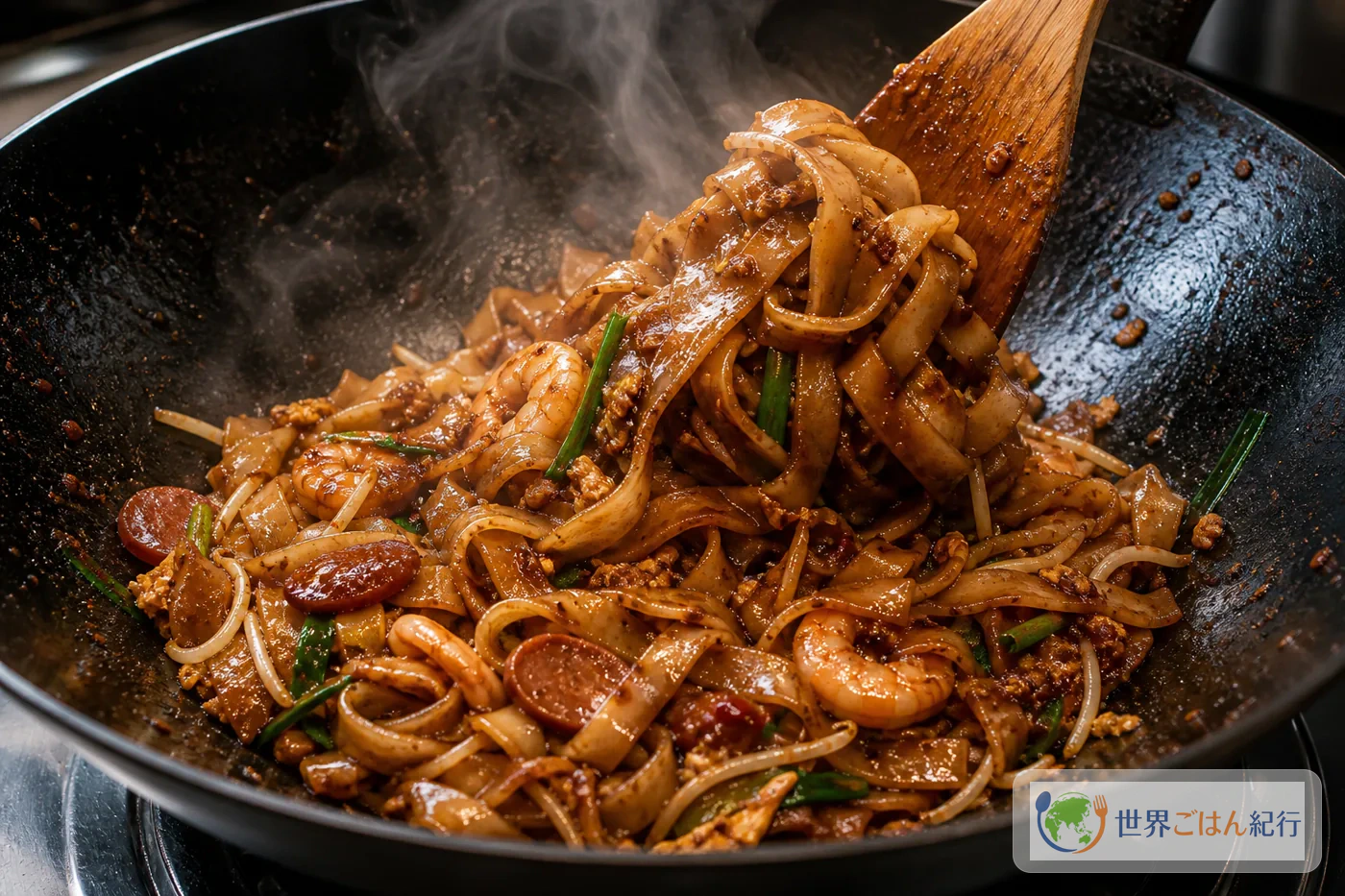 手順4: 麺とたれを焼き付ける