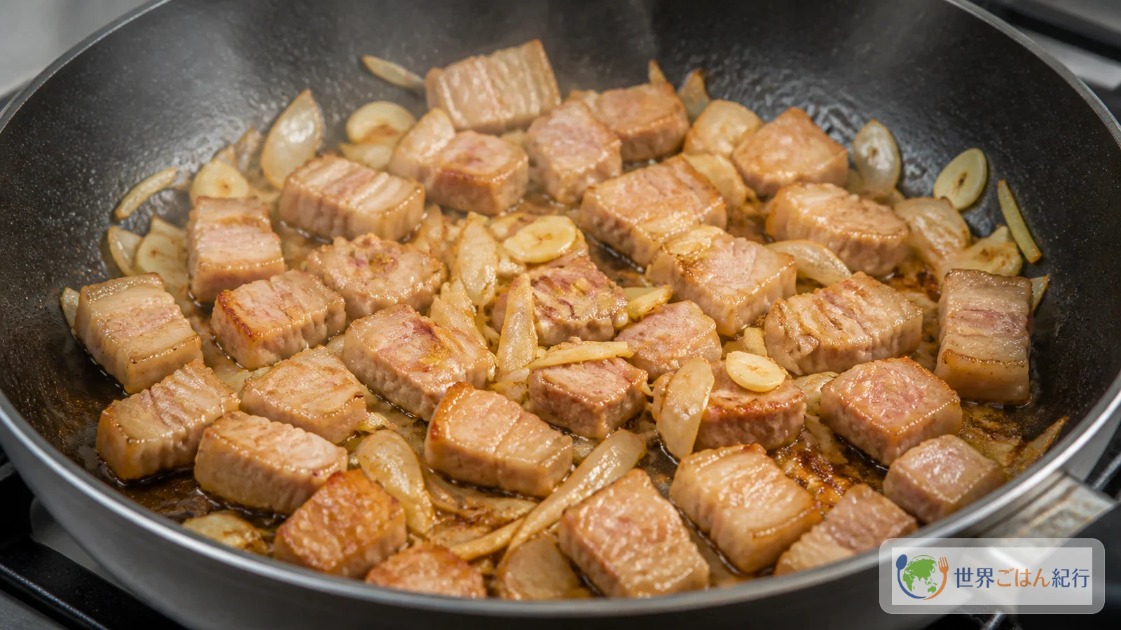 手順3: 豚肉を焼きつける（5分）
