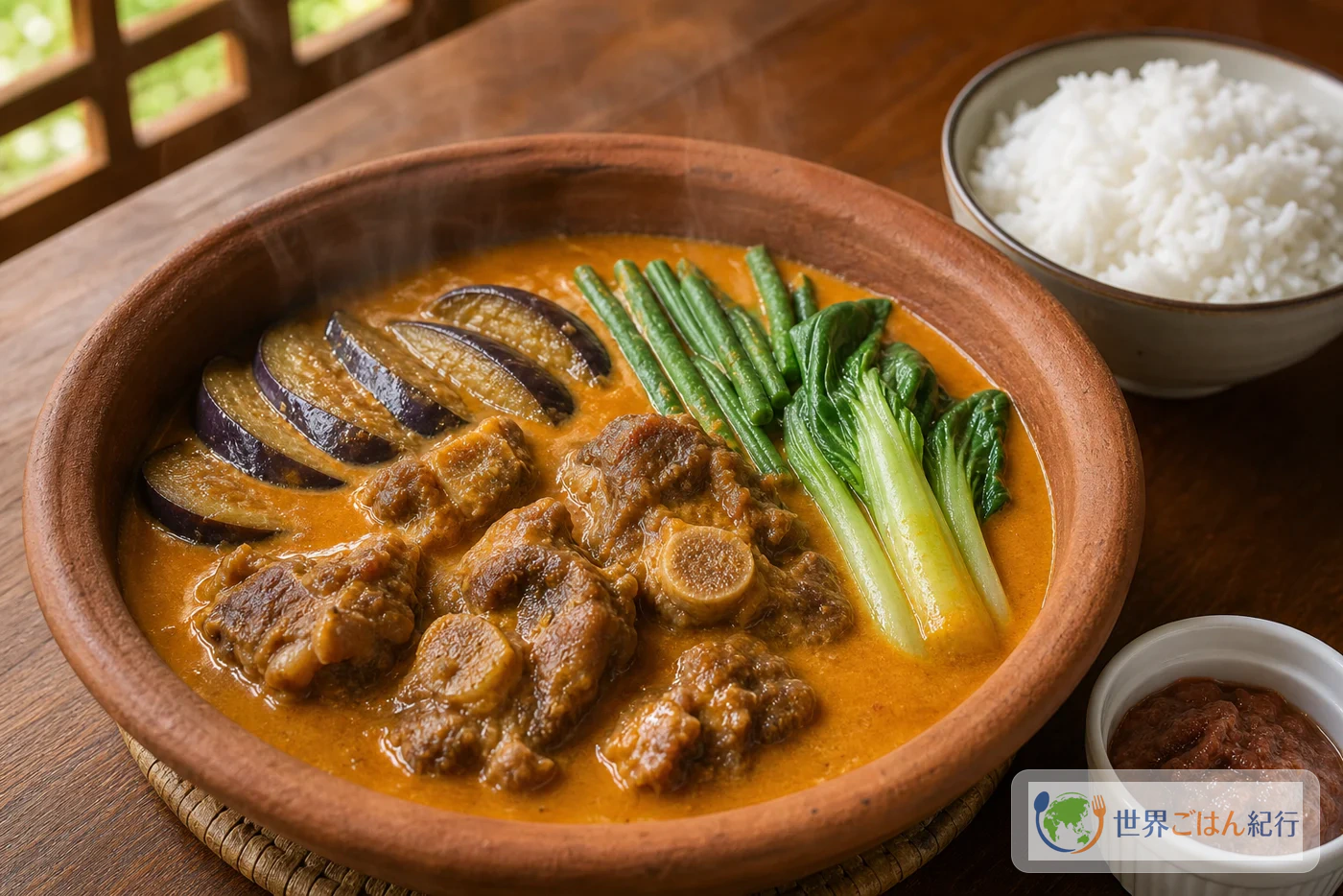 牛尾と青菜をピーナッツソースで煮たフィリピン料理カレカレ