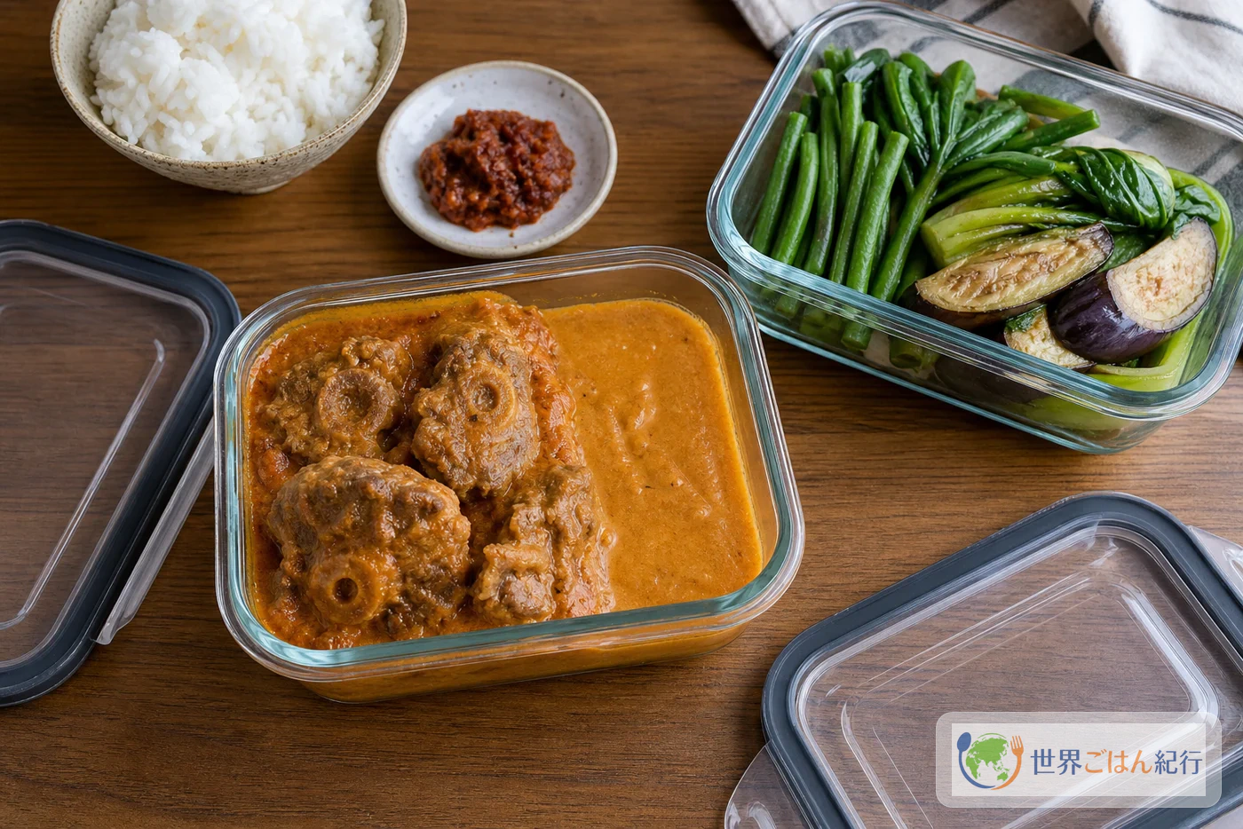 カレカレをソースと野菜に分けて保存容器へ入れた状態