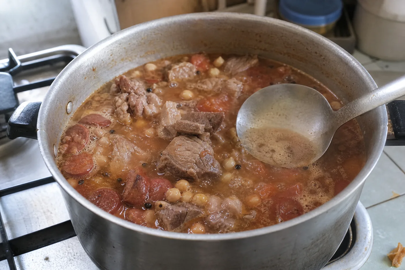 手順4: 肉と豆を静かに煮る