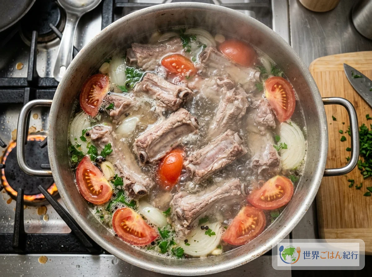 手順3: 豚肉を煮込む(25分)