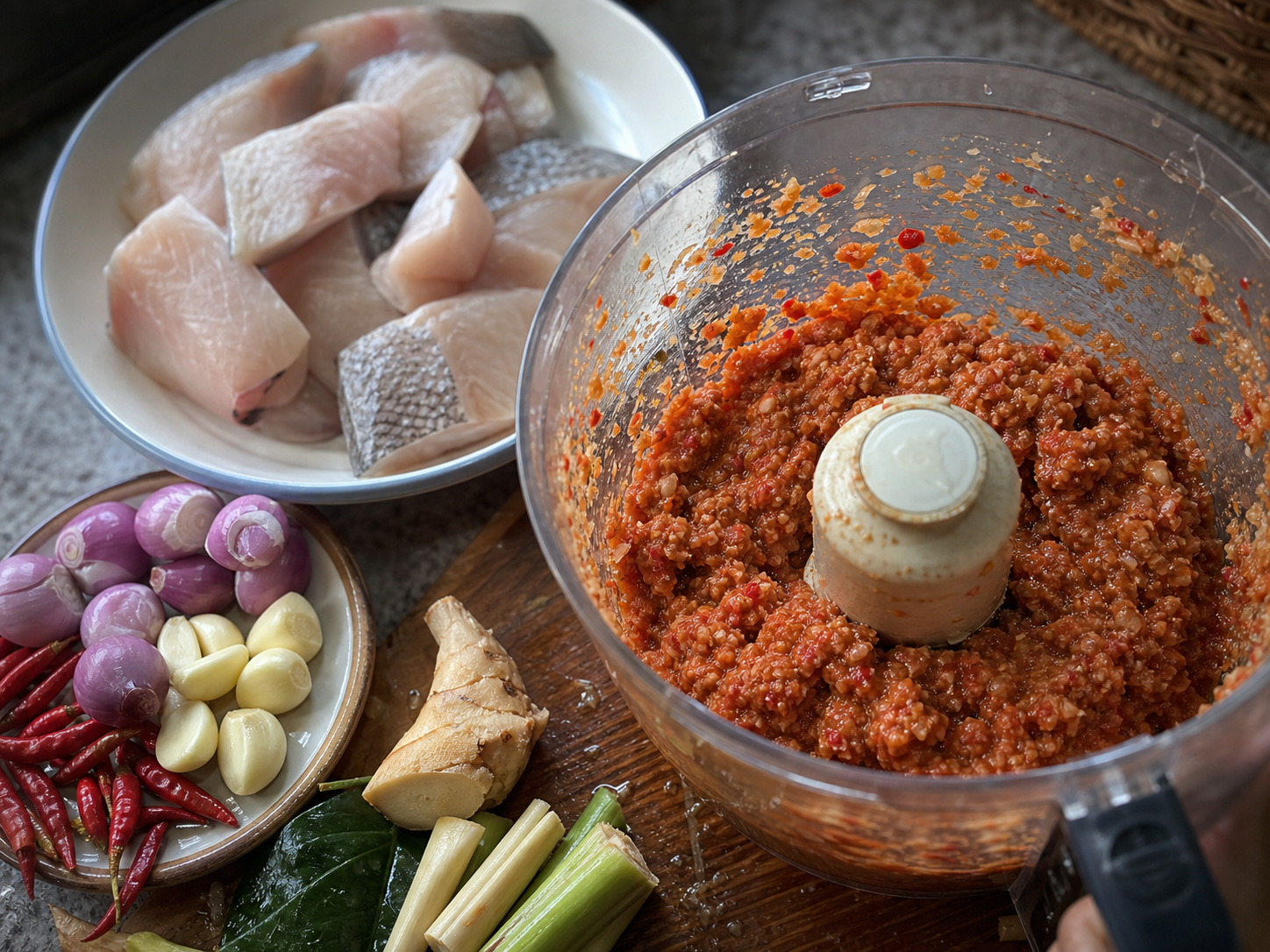手順1: 香味ペーストを粗く作る