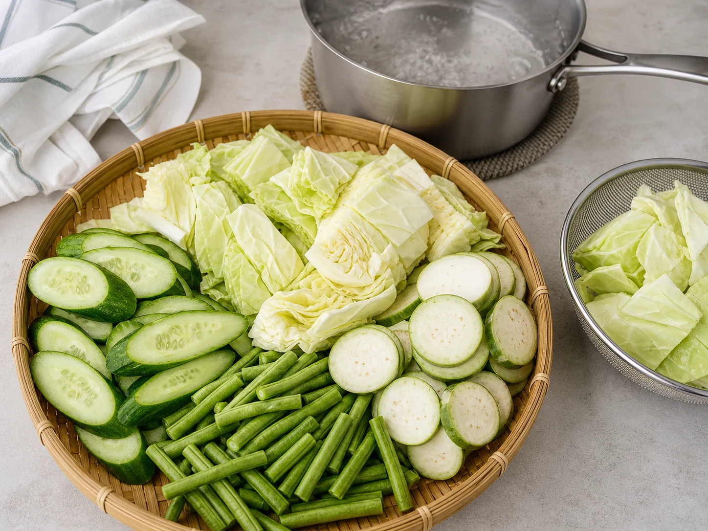 手順2: 野菜を切り、火を通す