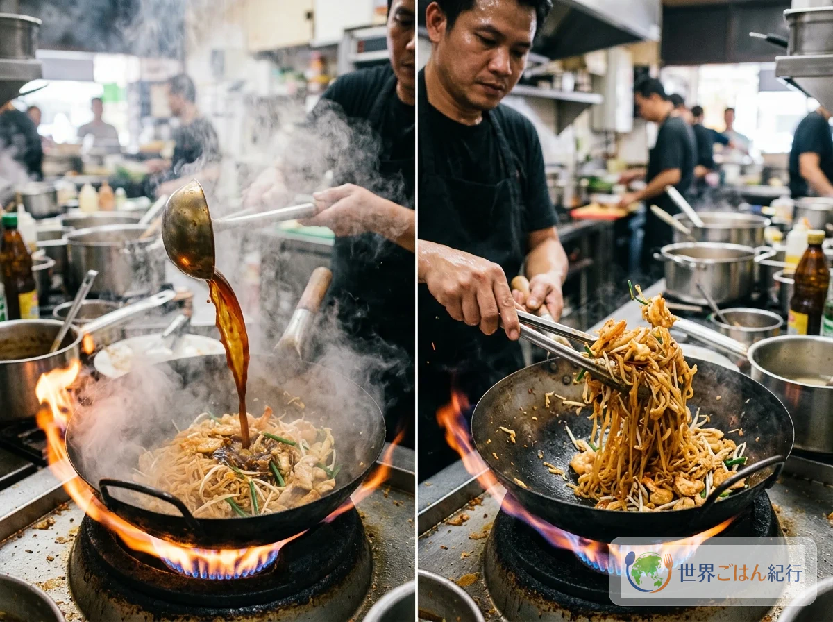手順7: 麺にソースを絡める