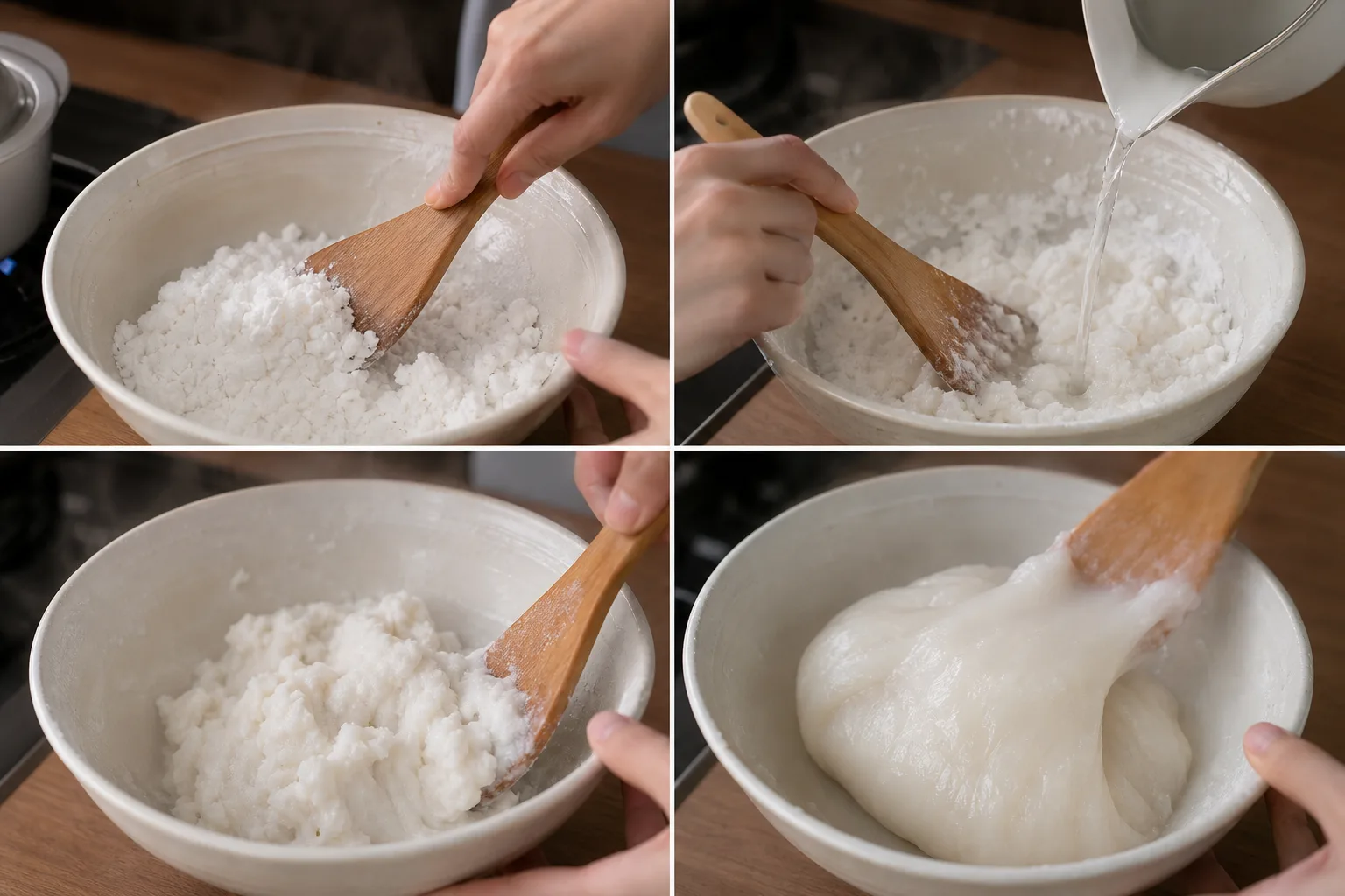 手順2: 熱湯で皮をまとめる