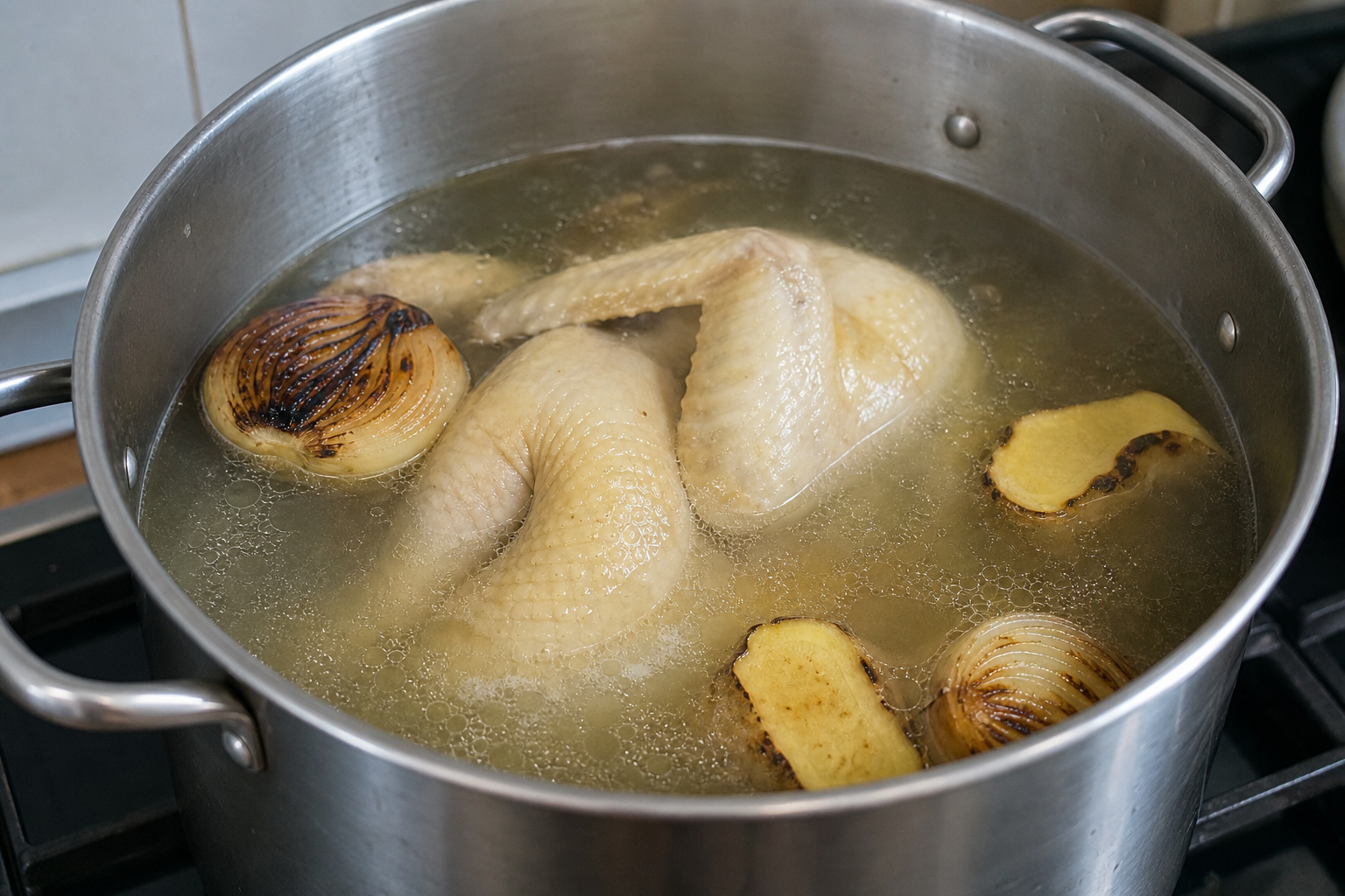 手順3: 鶏だしを静かに取る